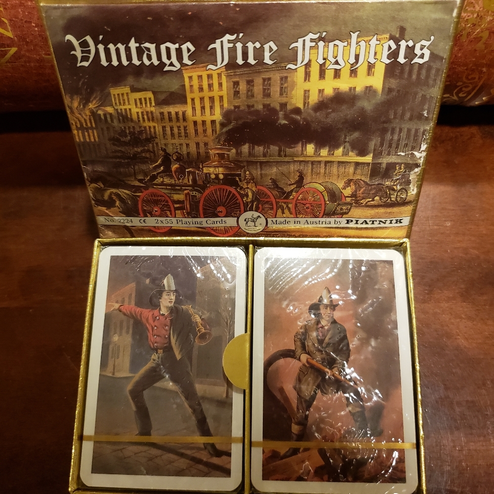 Vintage firefighters playing cards.